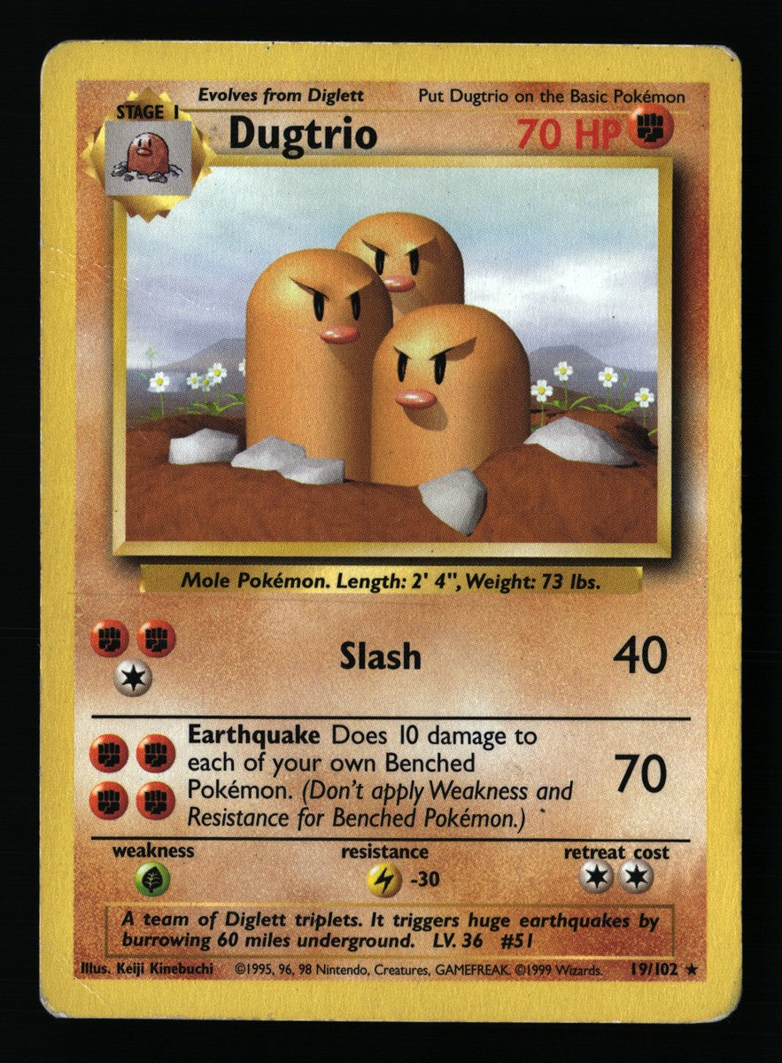 Dugtrio 19/102 — Rare - Base Set · A001