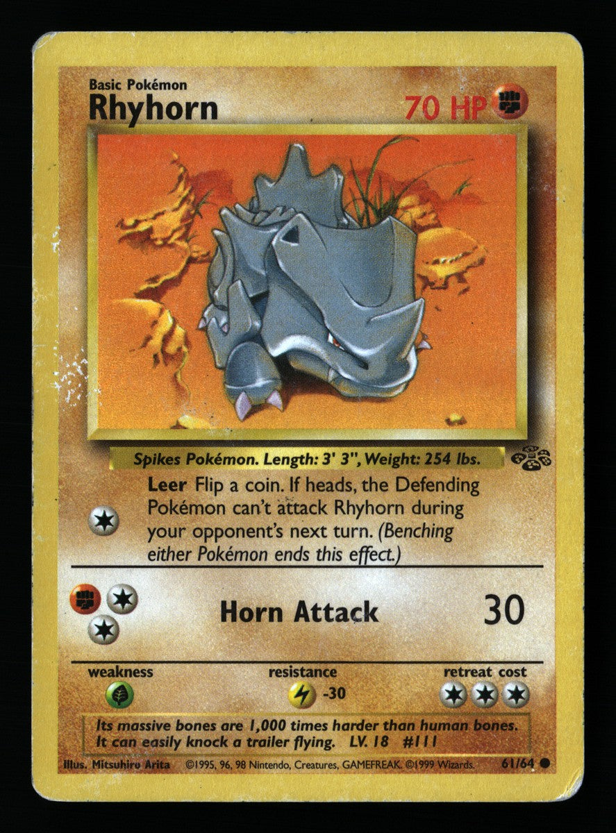 Rhyhorn 61/64 — Common (Poor) - Jungle · A008