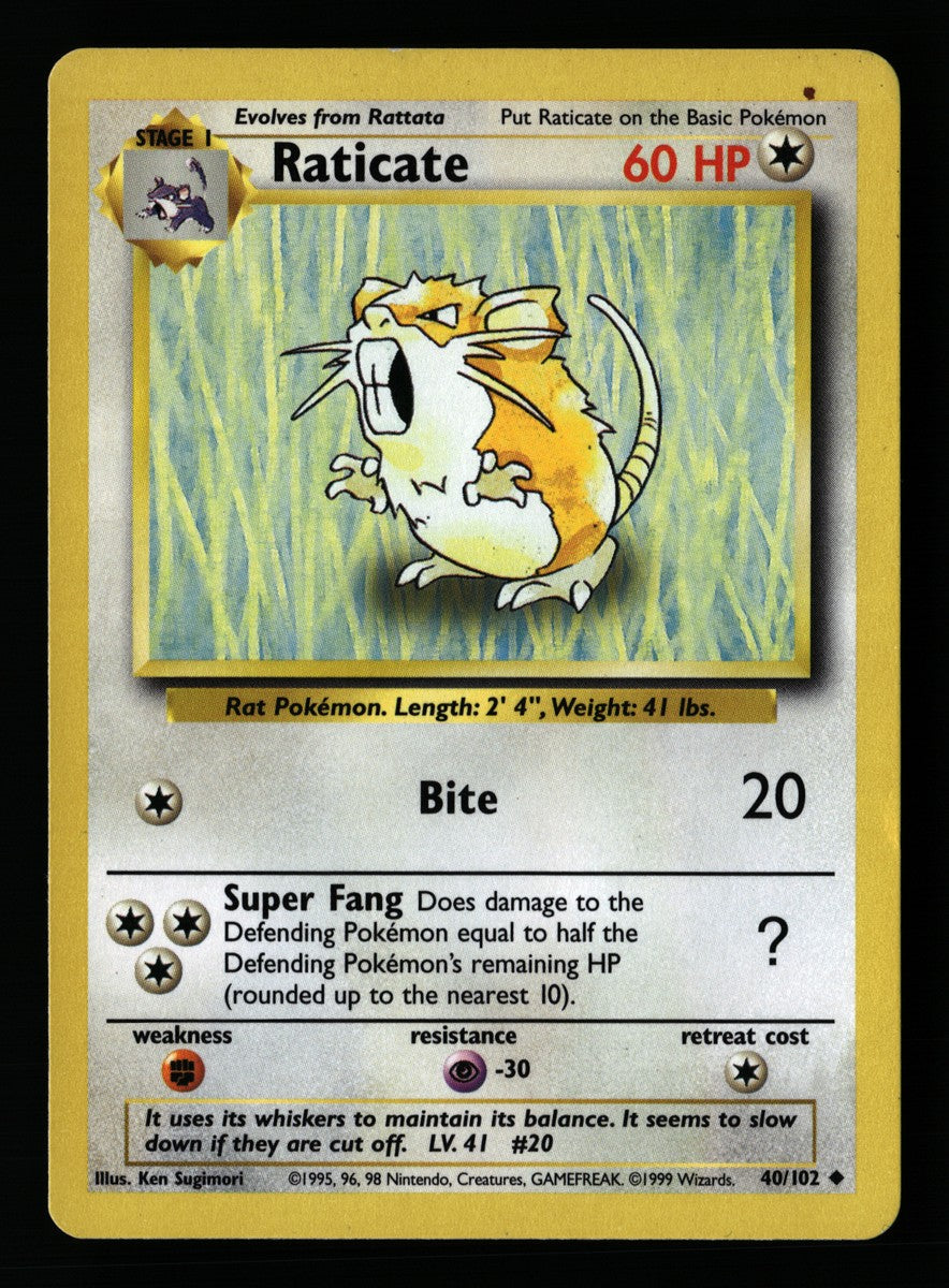 Raticate 40/102 — Uncommon (Good) - Base Set · A057