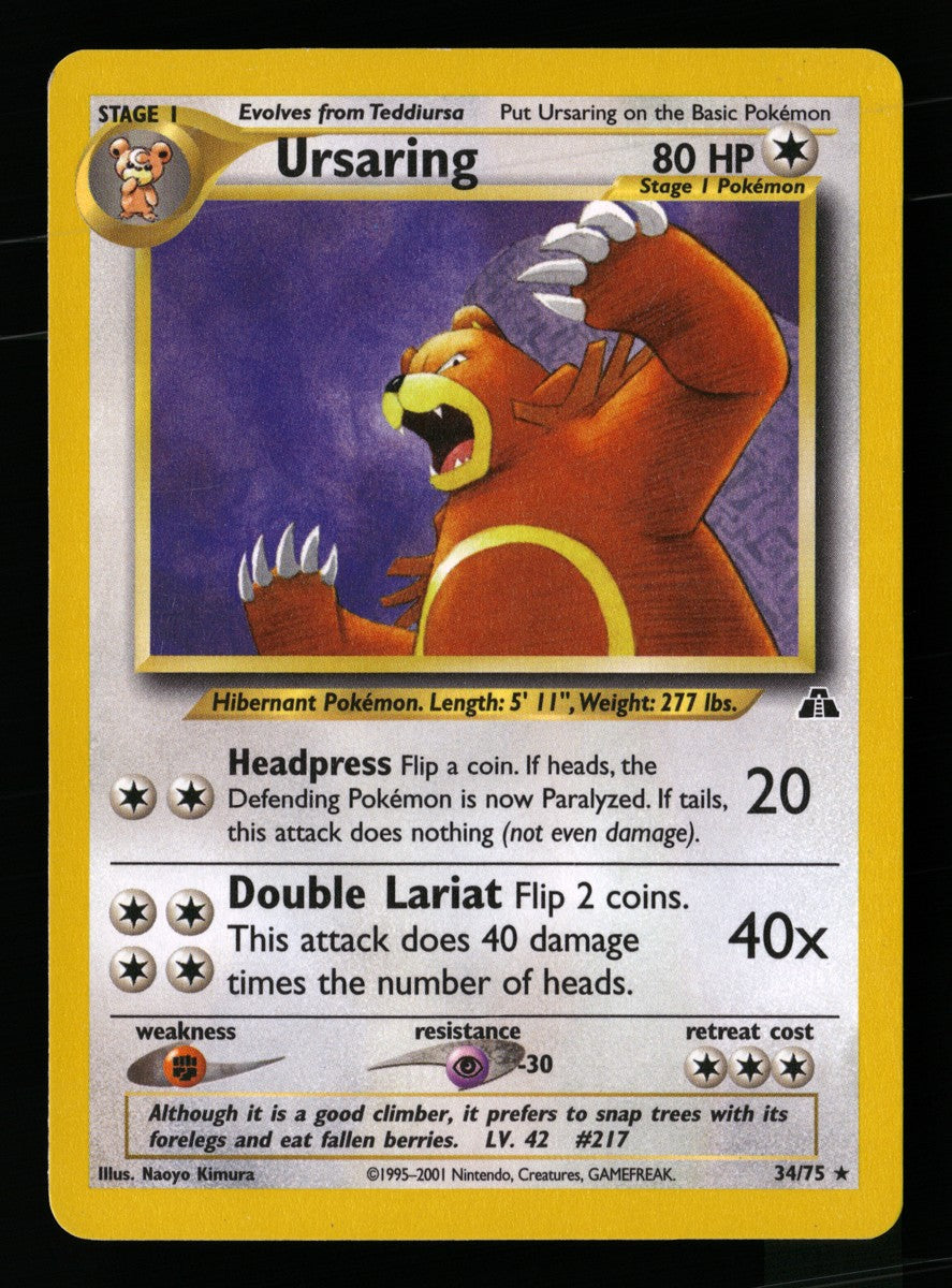 Ursaring 34/75 — Rare (Excellent) - Neo Discovery · F019