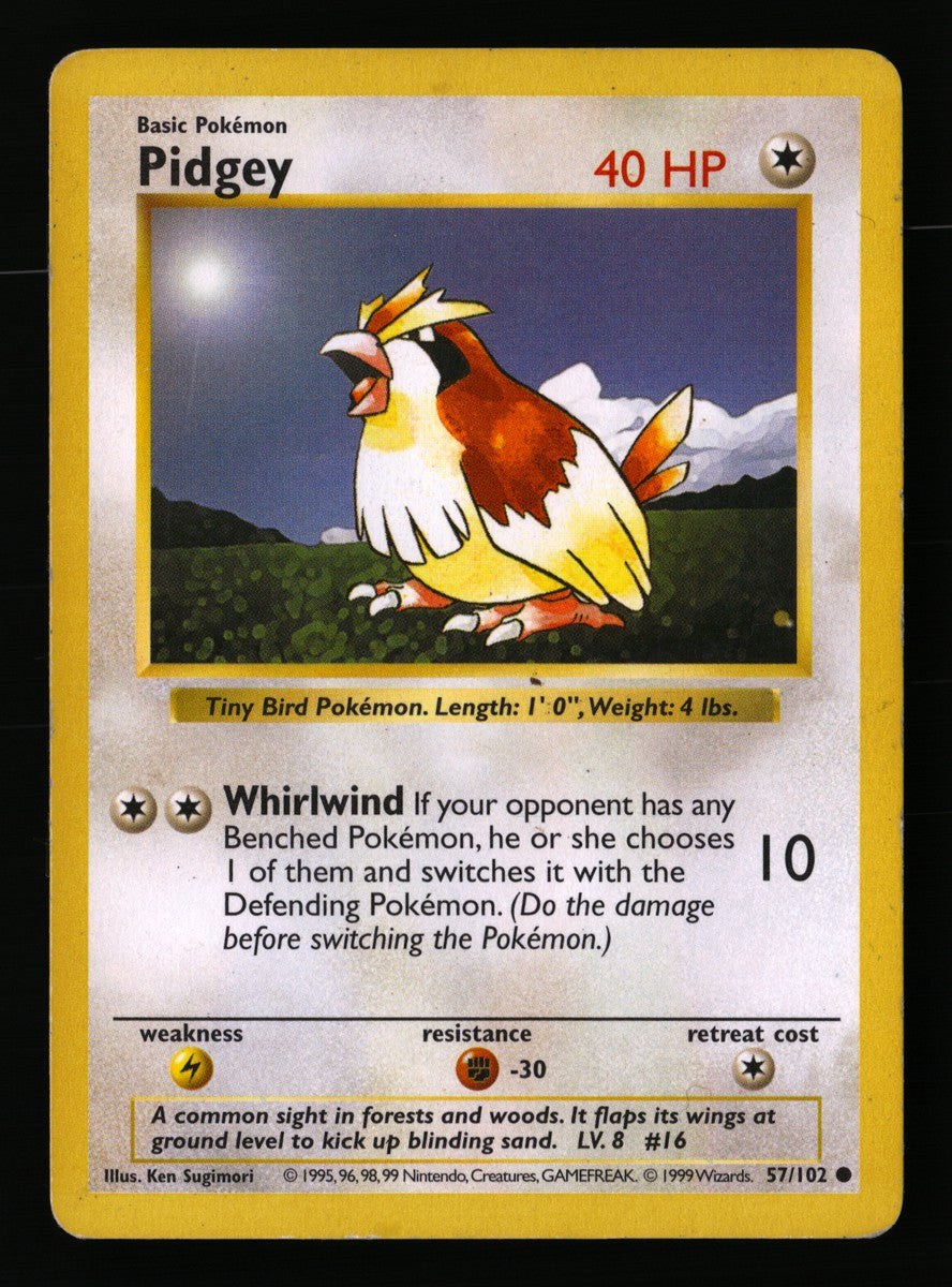 Pidgey 57/102 — Common (Played) - Base Set (Shadowless) · G078