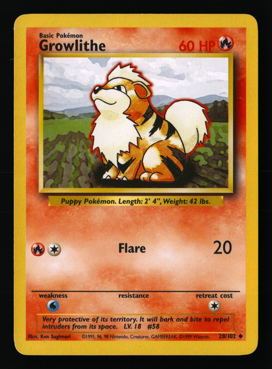 Growlithe 28/102 — Uncommon (Light Played) - Base Set · G112