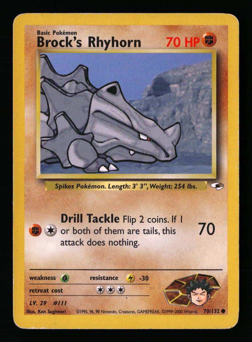 Brock's Rhyhorn 70/132 — Common (Played) - Gym Heroes · L198