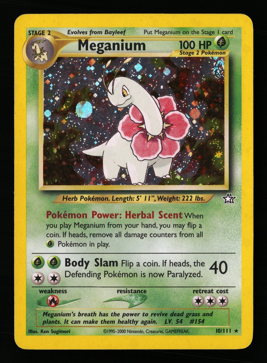 Meganium 10/111 — Rare Holo (Played) - Neo Genesis · M004