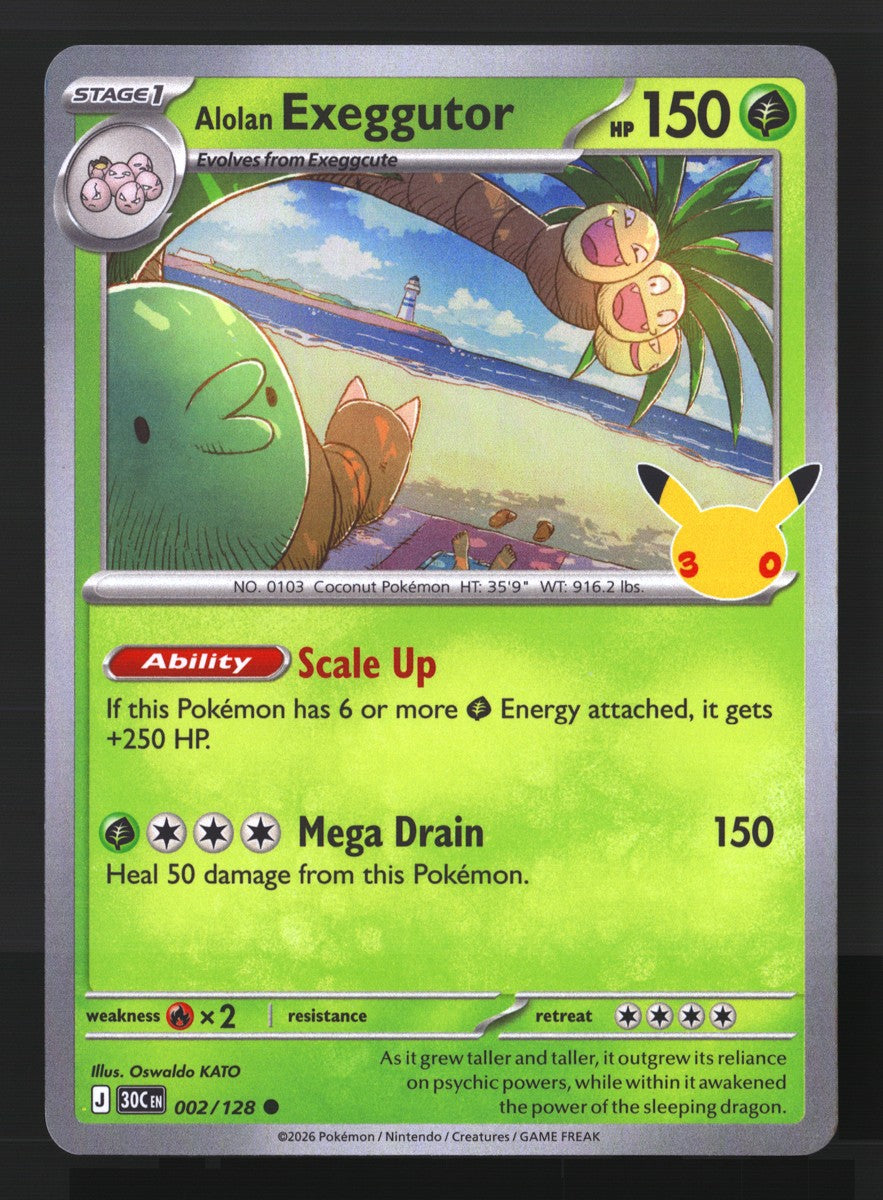 Alolan Exeggutor 002/128 — Common (Good) - 30th Celebration · O010