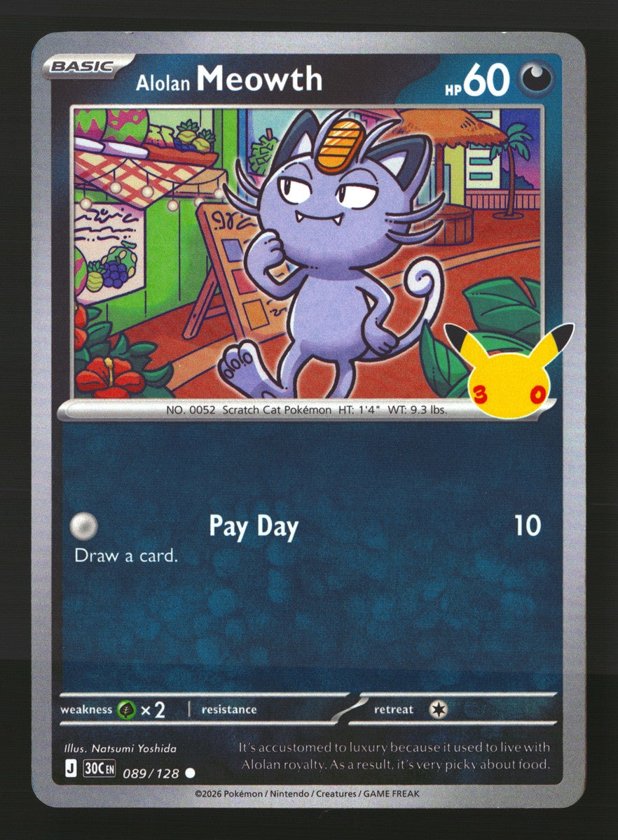 Alolan Meowth 089/128 — Common (Light Played) - 30th Celebration · O022