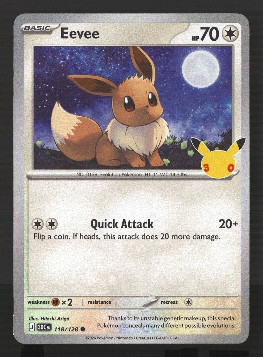 Eevee 118/128 — Common (Near Mint) - 30th Celebration · O053