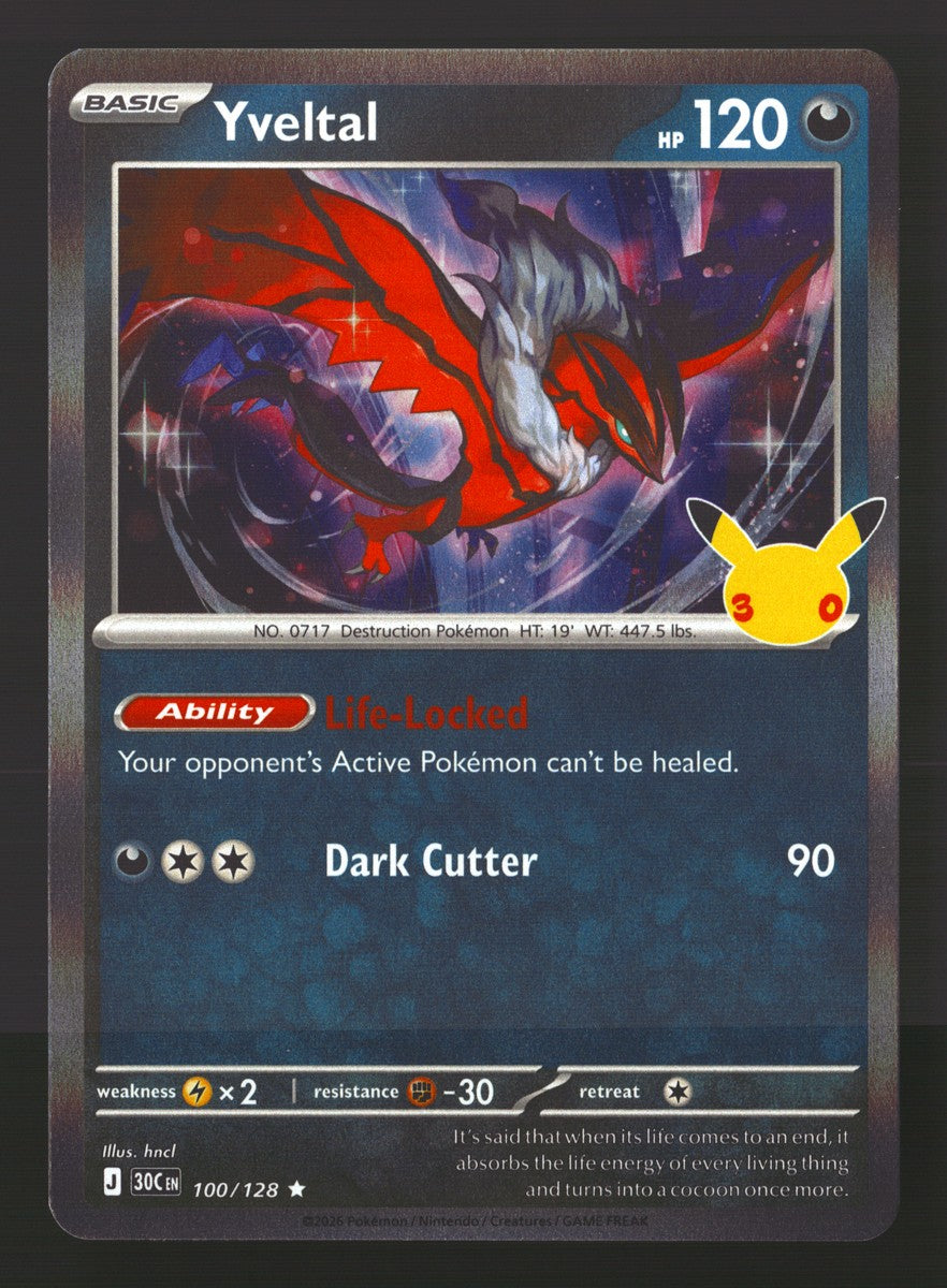 Yveltal 100/128 — Rare (Mint) - 30th Celebration · O065
