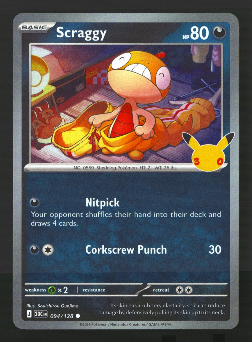 Scraggy 094/128 — Common (Mint) - 30th Celebration · O068