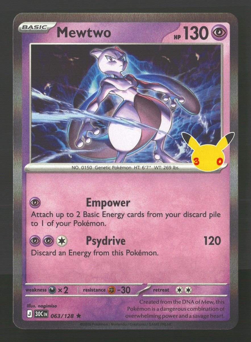 Mewtwo 063/128 — Rare (Mint) - 30th Celebration · O069