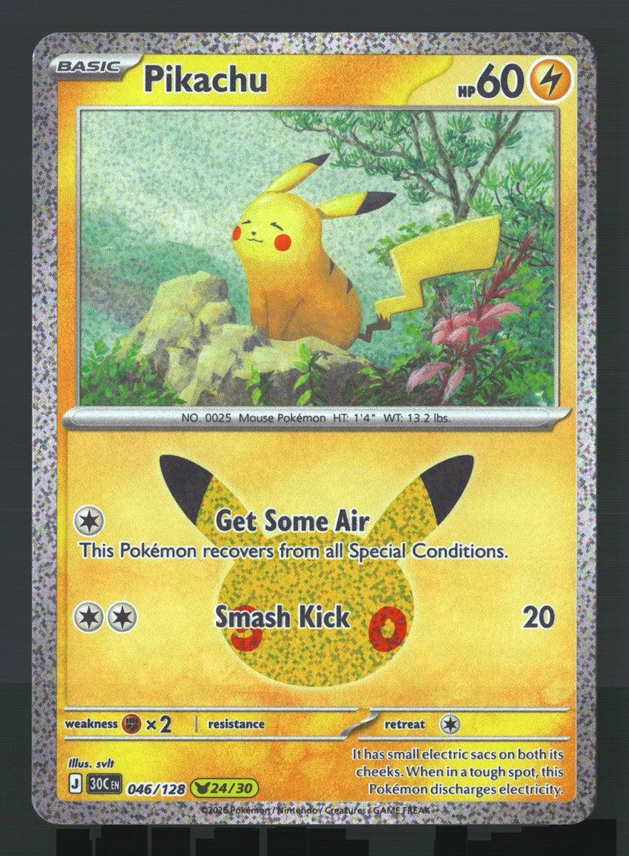 Pikachu 046/128 — Pikachu Rare (Near Mint) - 30th Celebration · O070