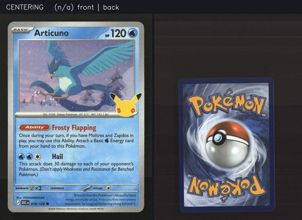 Articuno 018/128 — Common (Mint) - 30th Celebration · O071