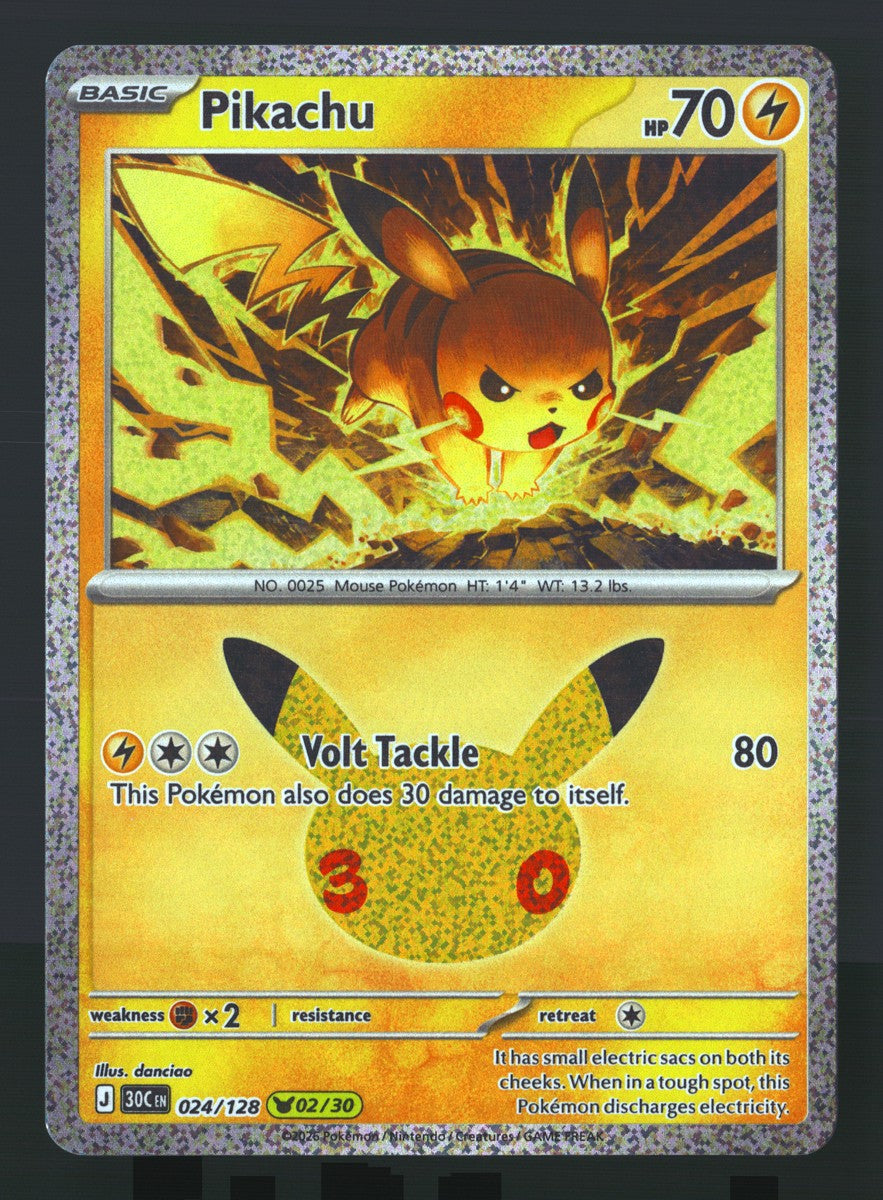 Pikachu 024/128 — Pikachu Rare (Mint) - 30th Celebration · O079