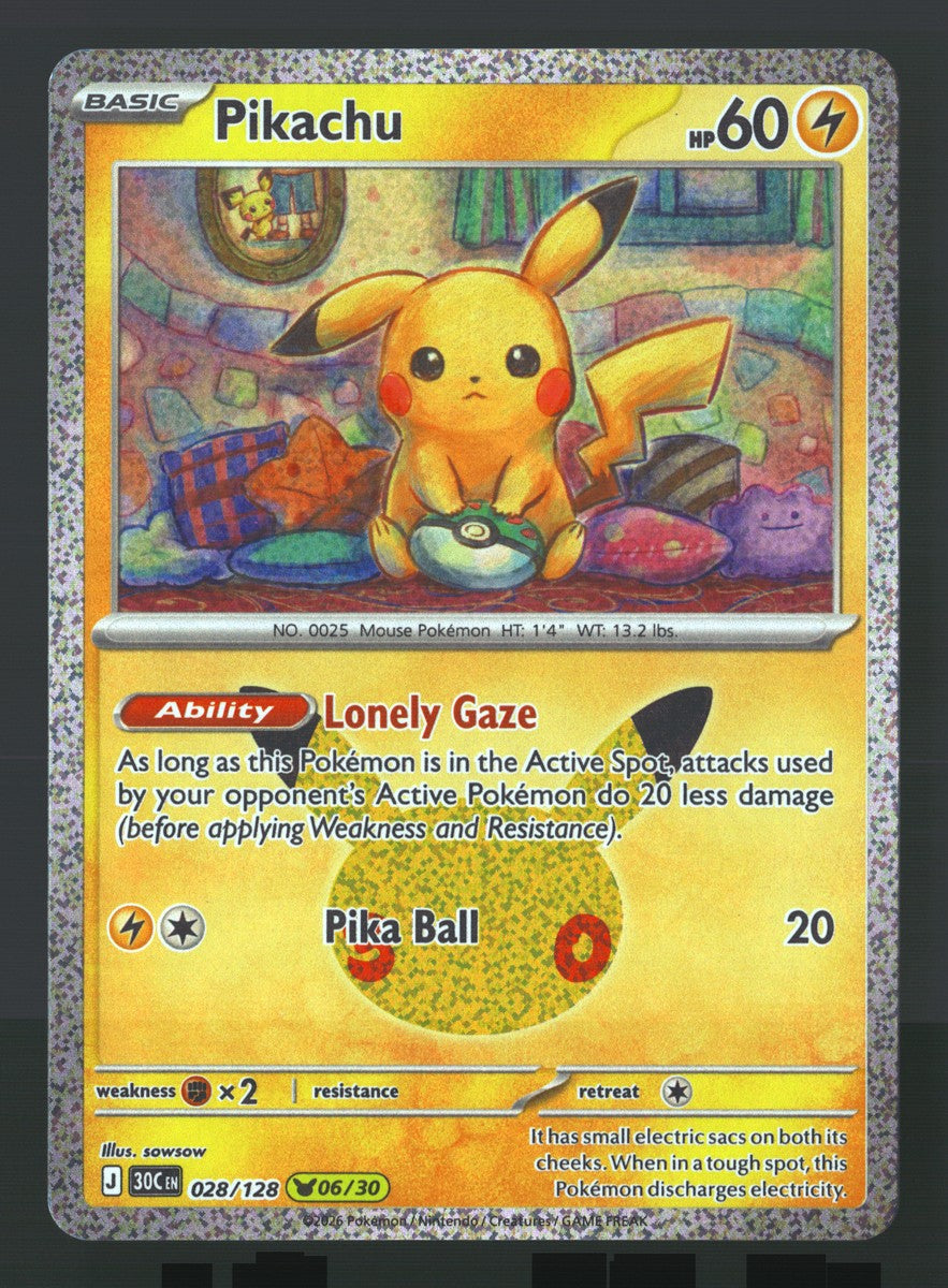 Pikachu 028/128 — Pikachu Rare (Mint) - 30th Celebration · O083