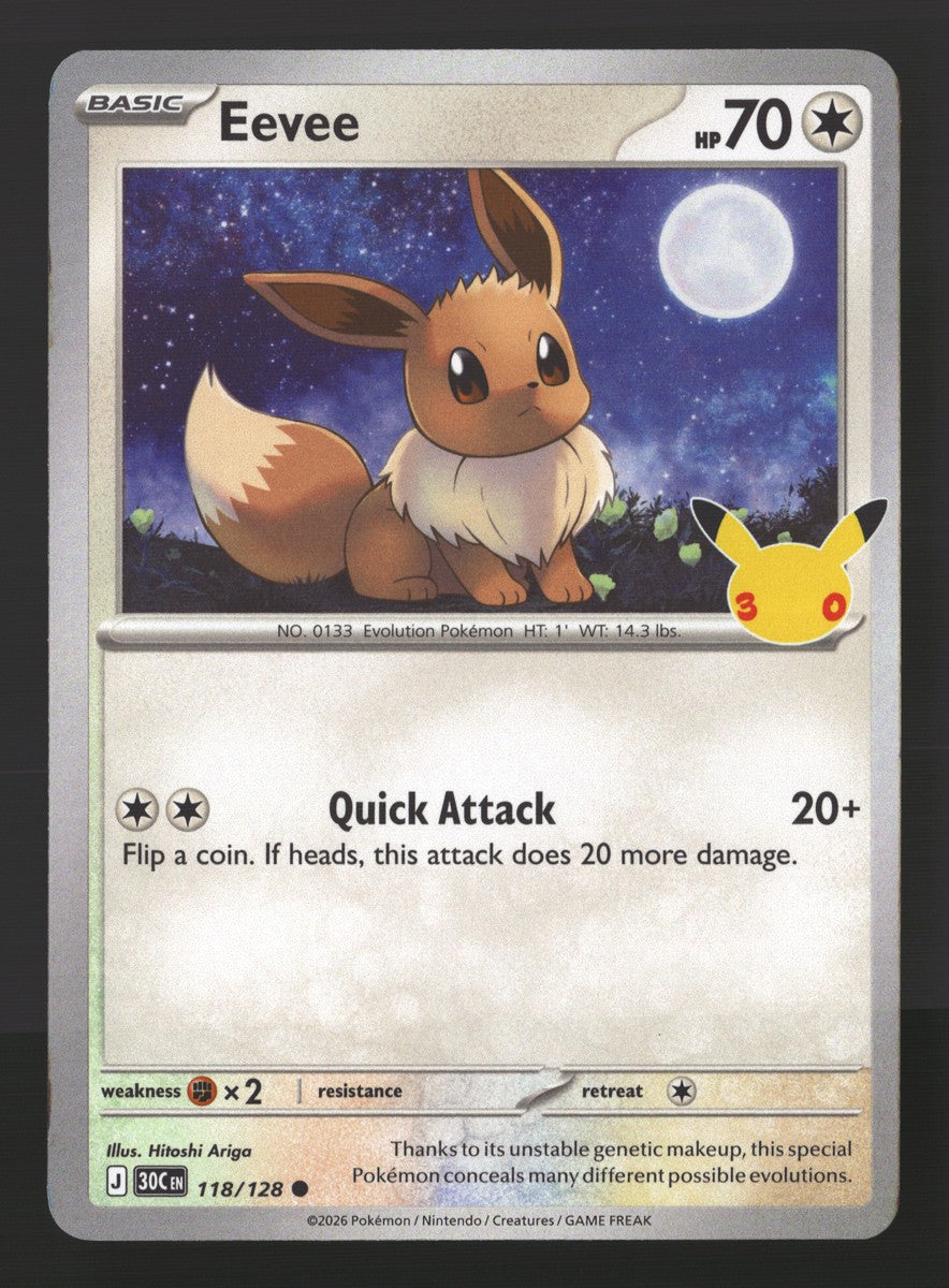 Eevee 118/128 — Common (Mint) - 30th Celebration · O084
