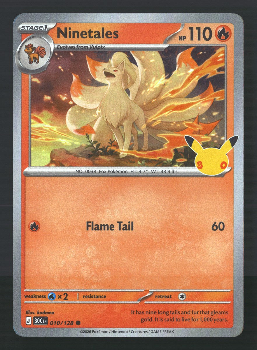 Ninetales 010/128 — Common (Mint) - 30th Celebration · O090
